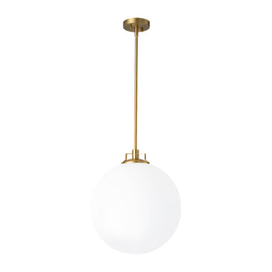 Modern Brass 1-light Shine Opal Glass Globe Kitchen Pendant