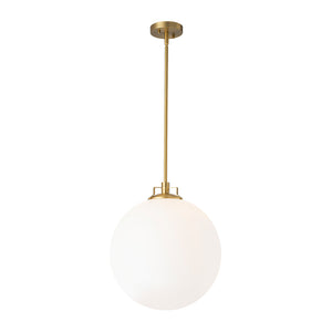 Modern Brass 1-light Shine Opal Glass Globe Kitchen Pendant