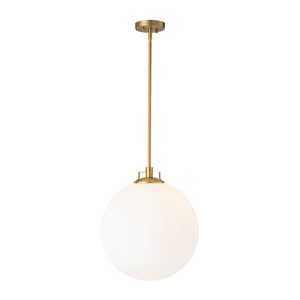 Modern Brass 1-light Shine Opal Glass Globe Kitchen Pendant
