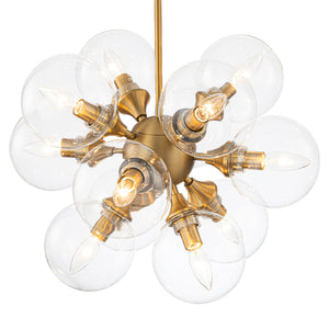 Modern Brass 12-Light Cluster Glass Globe Bubble Chandelier