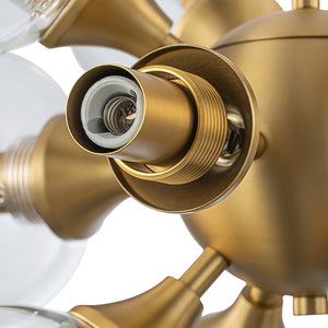 Modern Brass 12-Light Cluster Glass Globe Bubble Chandelier