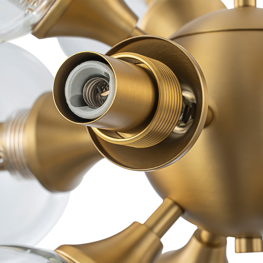 Modern Brass 12-Light Cluster Glass Globe Bubble Chandelier
