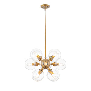 Modern Brass 12-Light Cluster Glass Globe Bubble Chandelier