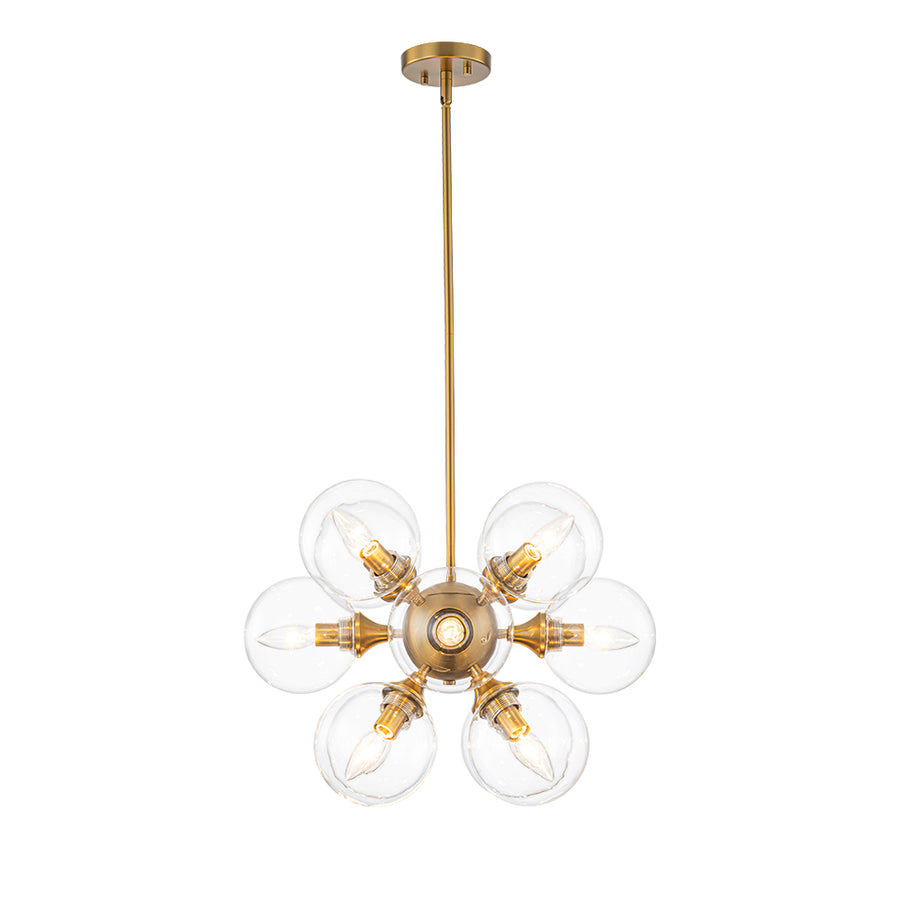 Modern Brass 12-Light Cluster Glass Globe Bubble Chandelier