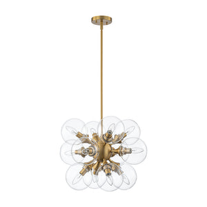 Modern Brass 12-Light Cluster Glass Globe Bubble Chandelier