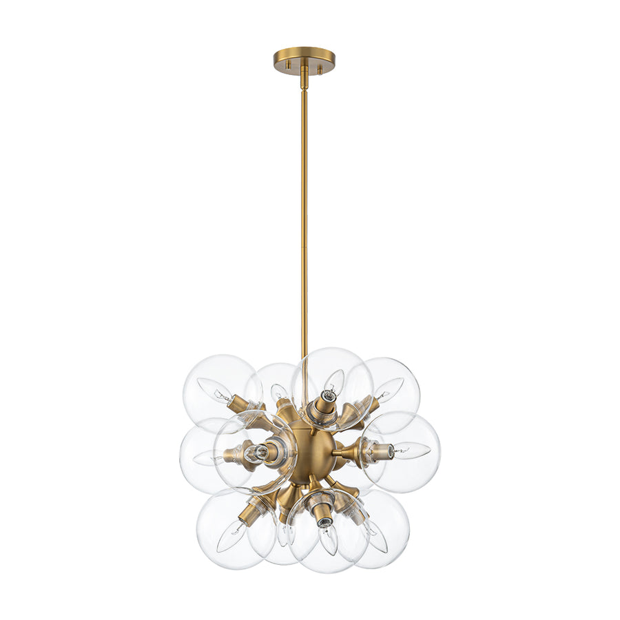 Modern Brass 12-Light Cluster Glass Globe Bubble Chandelier