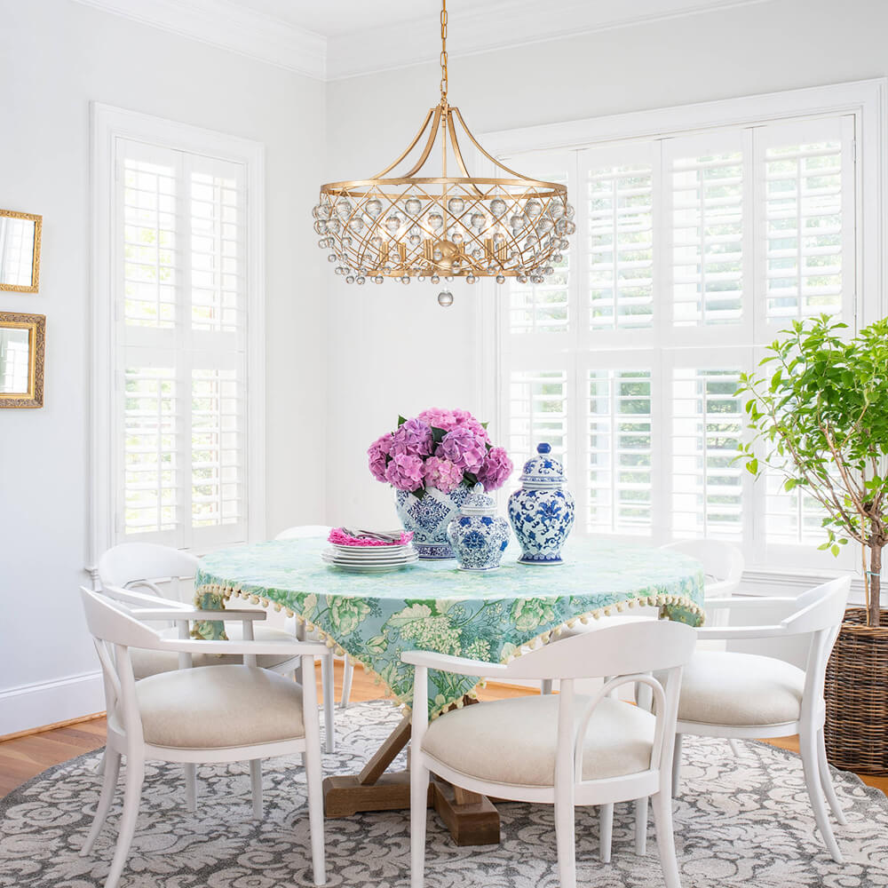 Modern Brass Round Crystal Chandelier | LightFixturesUSA | Glass ...