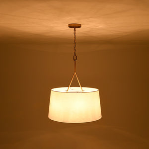 Modern Candle Style Fabric Wide Drum Cage Pendant Light