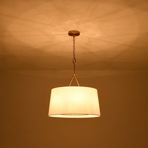 Modern Candle Style Fabric Wide Drum Cage Pendant Light