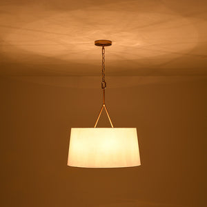 Modern Candle Style Fabric Wide Drum Cage Pendant Light
