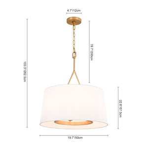 Modern Candle Style Fabric Wide Drum Cage Pendant Light