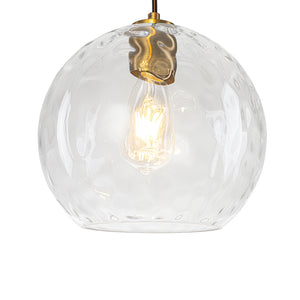 Modern Cluster Clear Hammered Glass Globe 3-Light Pendant