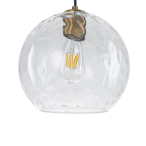 Modern Cluster Clear Hammered Glass Globe 3-Light Pendant