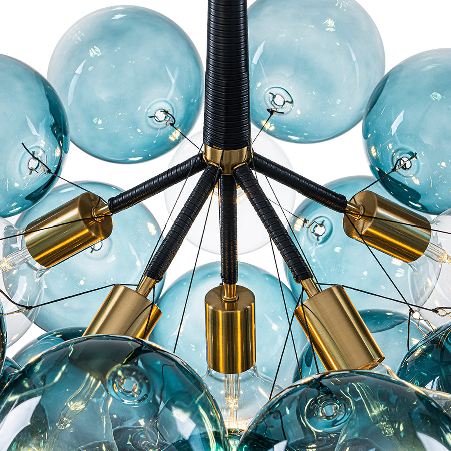 Modern Cluster Gradual Blue Glass Globe Bubble Chandelier