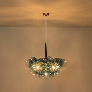 Modern Cluster Gradual Blue Glass Globe Bubble Chandelier