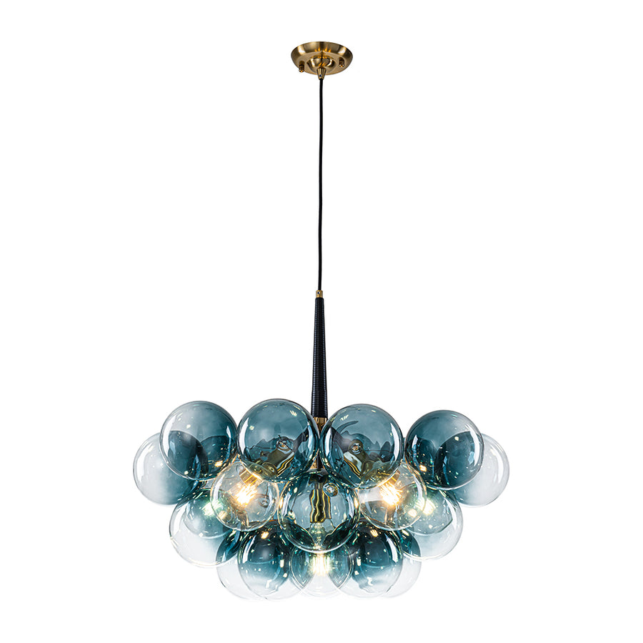 Modern Cluster Gradual Blue Glass Globe Bubble Chandelier