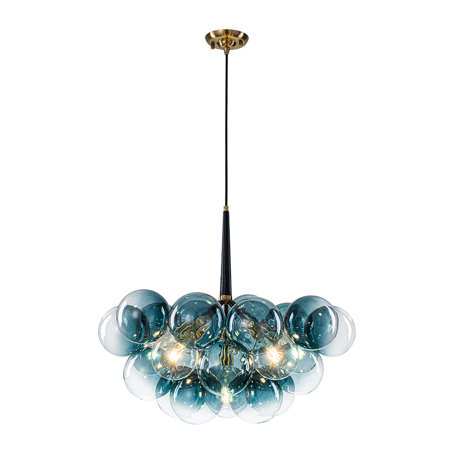 Modern Cluster Gradual Blue Glass Globe Bubble Chandelier