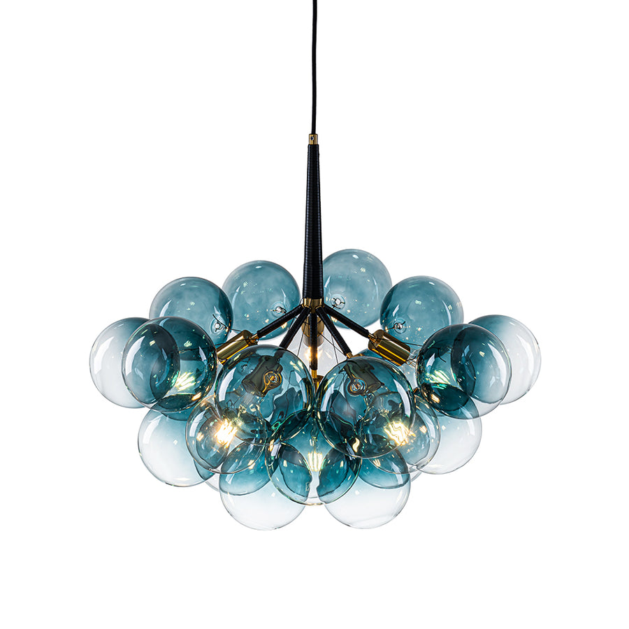 Modern Cluster Gradual Blue Glass Globe Bubble Chandelier