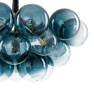 Modern Cluster Gradual Blue Glass Globe Bubble Chandelier