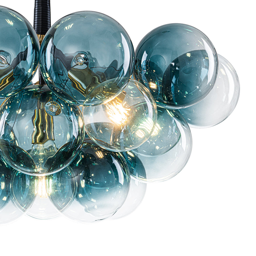 Modern Cluster Gradual Blue Glass Globe Bubble Chandelier