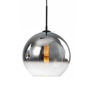 Modern Polished Gradual Smoked Glass Globe 2-Light Pendant