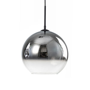 Modern Polished Gradual Smoked Glass Globe 2-Light Pendant