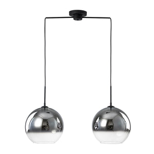 Modern Polished Gradual Smoked Glass Globe 2-Light Pendant
