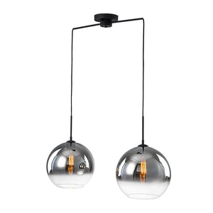 Modern Polished Gradual Smoked Glass Globe 2-Light Pendant