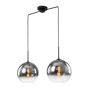 Modern Polished Gradual Smoked Glass Globe 2-Light Pendant