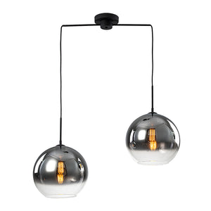 Modern Polished Gradual Smoked Glass Globe 2-Light Pendant