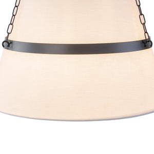 Modern White Fabric Conical Drum Cage Pendant Light