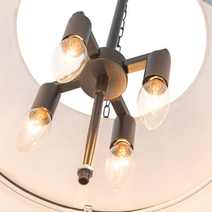 Modern White Fabric Conical Drum Cage Pendant Light