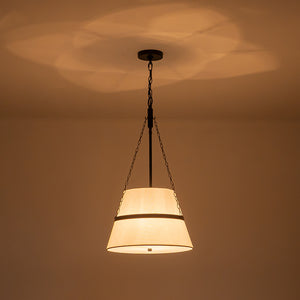 Modern White Fabric Conical Drum Cage Pendant Light