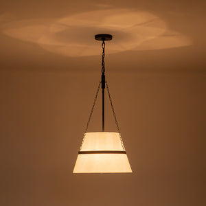 Modern White Fabric Conical Drum Cage Pendant Light