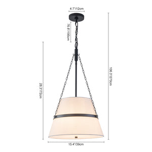 Modern White Fabric Conical Drum Cage Pendant Light
