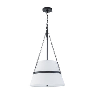Modern White Fabric Conical Drum Cage Pendant Light