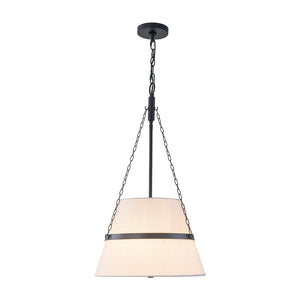 Modern White Fabric Conical Drum Cage Pendant Light