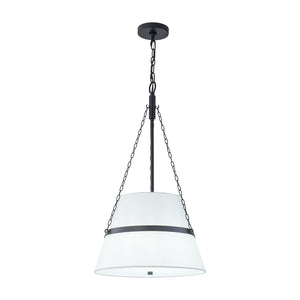 Modern White Fabric Conical Drum Cage Pendant Light