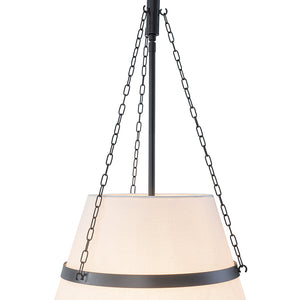 Modern White Fabric Conical Drum Cage Pendant Light