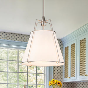Modern Fabric Conical Drum Cage Pendant Light