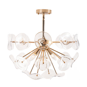 Morning Glory Glass Bloom Sunburst Semi Flush Chandelier