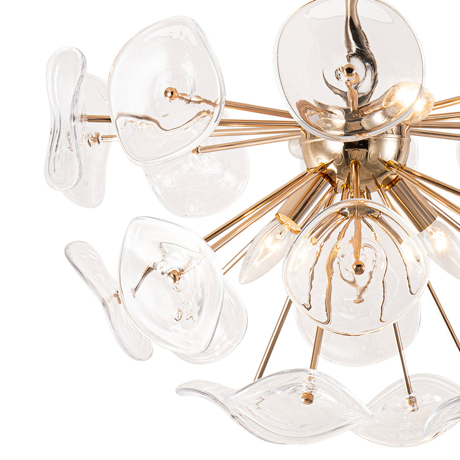 Morning Glory Glass Bloom Sunburst Semi Flush Chandelier