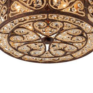 Moroccan Antique Crystal Drum Flush Mount Ceiling Light