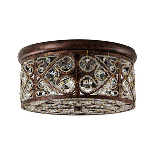 Moroccan Antique Crystal Drum Flush Mount Ceiling Light