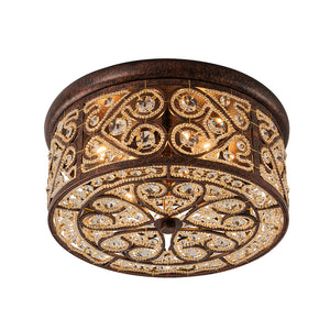 Moroccan Antique Crystal Drum Flush Mount Ceiling Light