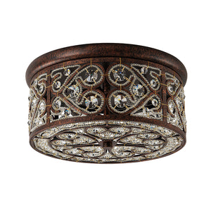 Moroccan Antique Crystal Drum Flush Mount Ceiling Light