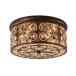 Moroccan Antique Crystal Drum Flush Mount Ceiling Light