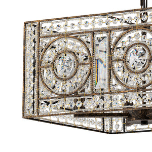 Moroccan Glam Antique Crystal Square Cage Chandelier