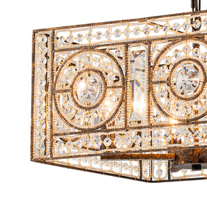 Moroccan Glam Antique Crystal Square Cage Chandelier