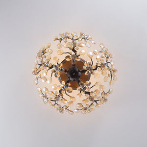 Vintage Luxe Bloom Amber Crystal Floral Cage Semi Flush Mount